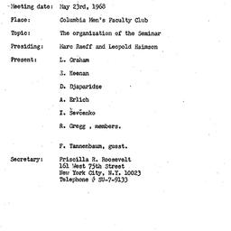 Minutes, 1969-05-23. Slavic...