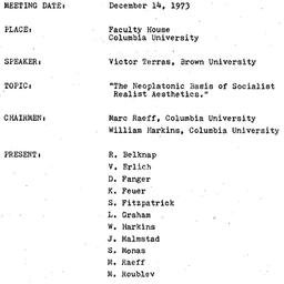 Minutes, 1973-12-14. Slavic...