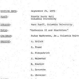 Minutes, 1973-09-21. Slavic...