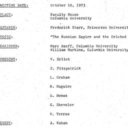 Minutes, 1973-10-19. Slavic...