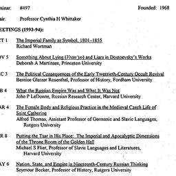 Schedules, Slavic History a...