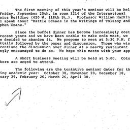 Announcements, 1981-09-09. ...