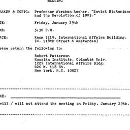 Announcements, 1982-01-29. ...