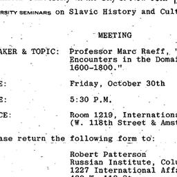 Announcements, 1981-10-30. ...