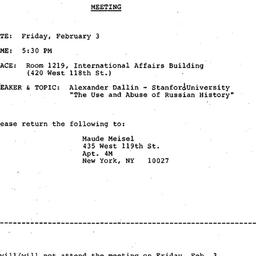 Announcements, 1984-02-03. ...