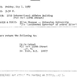 Announcements, 1987-05-02. ...