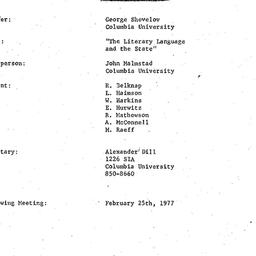Minutes, 1977-01-21. Slavic...
