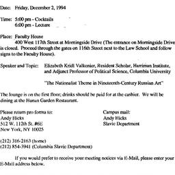 Announcements, 1994-11-15. ...