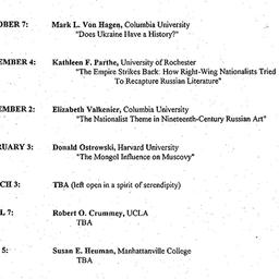 Schedules, Slavic History a...
