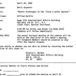 Announcements, 1981-04-24. ...