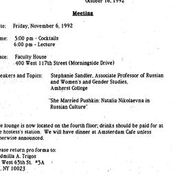 Announcements, 1992-10-16. ...