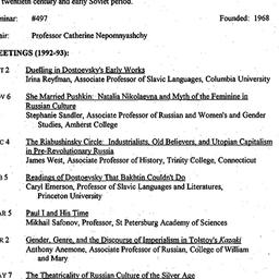 Schedules, Slavic History a...