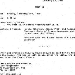 Announcements, 1989-01-23. ...