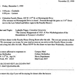 Announcements, 1999-11-22. ...