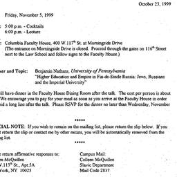 Announcements, 1999-10-23. ...