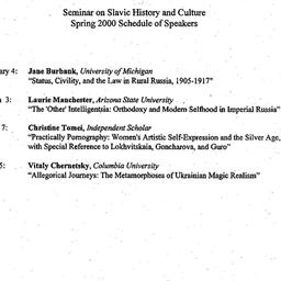 Schedules, Slavic History a...
