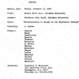 Minutes, 1970-11-13. Slavic...