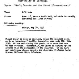 Announcements, 1971-04-09. ...