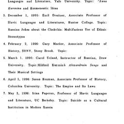 Schedules, Slavic History a...