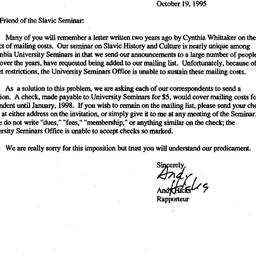 Announcements, 1995-10-19. ...