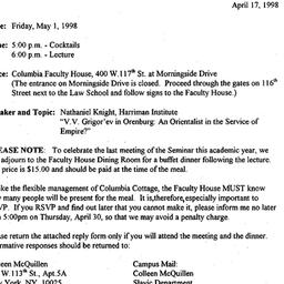Announcements, 1998-04-17. ...