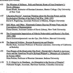 Schedules, Slavic History a...