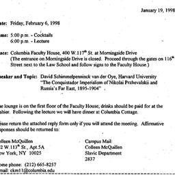 Announcements, 1998-01-19. ...