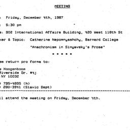 Announcements, 1987-11-20. ...
