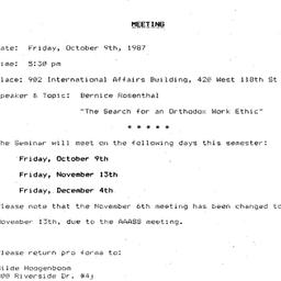 Announcements, 1987-09-23. ...