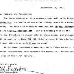 Announcements, 1987-09-16. ...