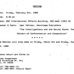 Announcements, 1988-01-25. ...
