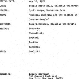 Minutes, 1972-05-12. Slavic...