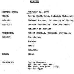 Minutes, 1972-02-11. Slavic...