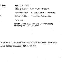 Announcements, 1972-04-14. ...