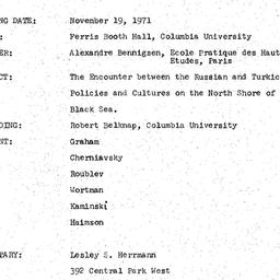 Minutes, 1971-11-19. Slavic...