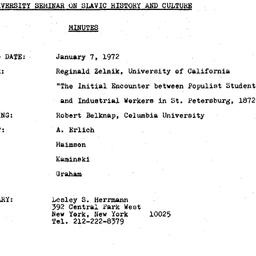 Minutes, 1972-01-07. Slavic...