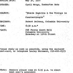 Announcements, 1972-05-12. ...
