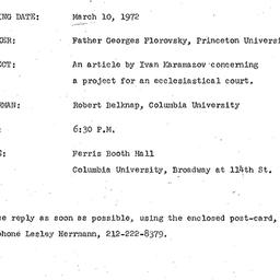 Announcements, 1972-03-10. ...
