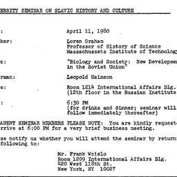 Announcements, 1980-04-11. ...