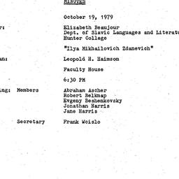 Minutes, 1979-10-19. Slavic...