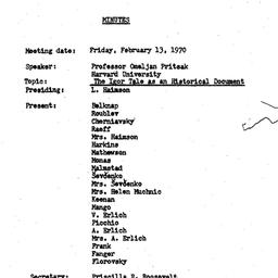 Minutes, 1970-02-13. Slavic...