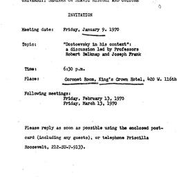 Announcements, 1970-01-09. ...
