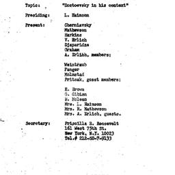Minutes, 1970-01-09. Slavic...