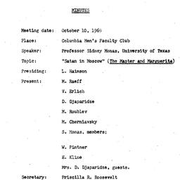 Minutes, 1969-10-10. Slavic...