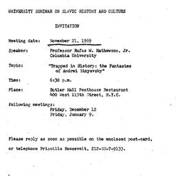 Announcements, 1969-11-21. ...