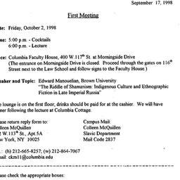 Announcements, 1998-09-17. ...