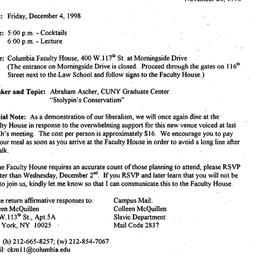 Announcements, 1998-11-20. ...