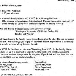 Announcements, 1999-02-19. ...
