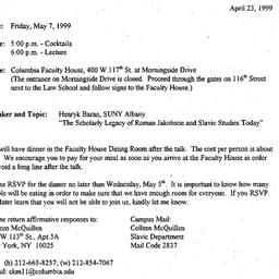 Announcements, 1999-04-23. ...