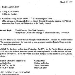 Announcements, 1999-03-25. ...
